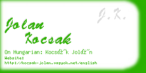 jolan kocsak business card